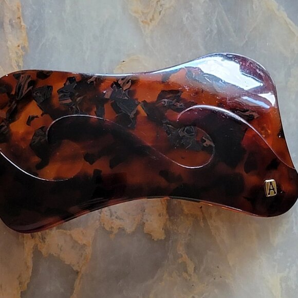 Vintage Alexandre de Paris Hand Made in France Faux Tortoise Shell Hair Clip - Picture 2 of 11